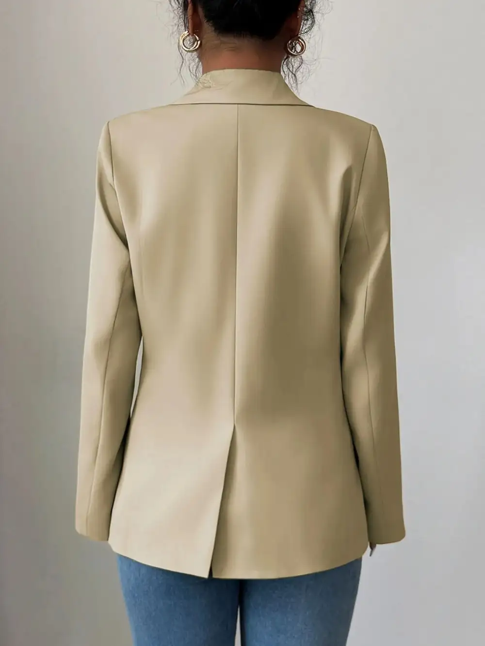 Streamlined Single-Button Lapel-Collar Blazer