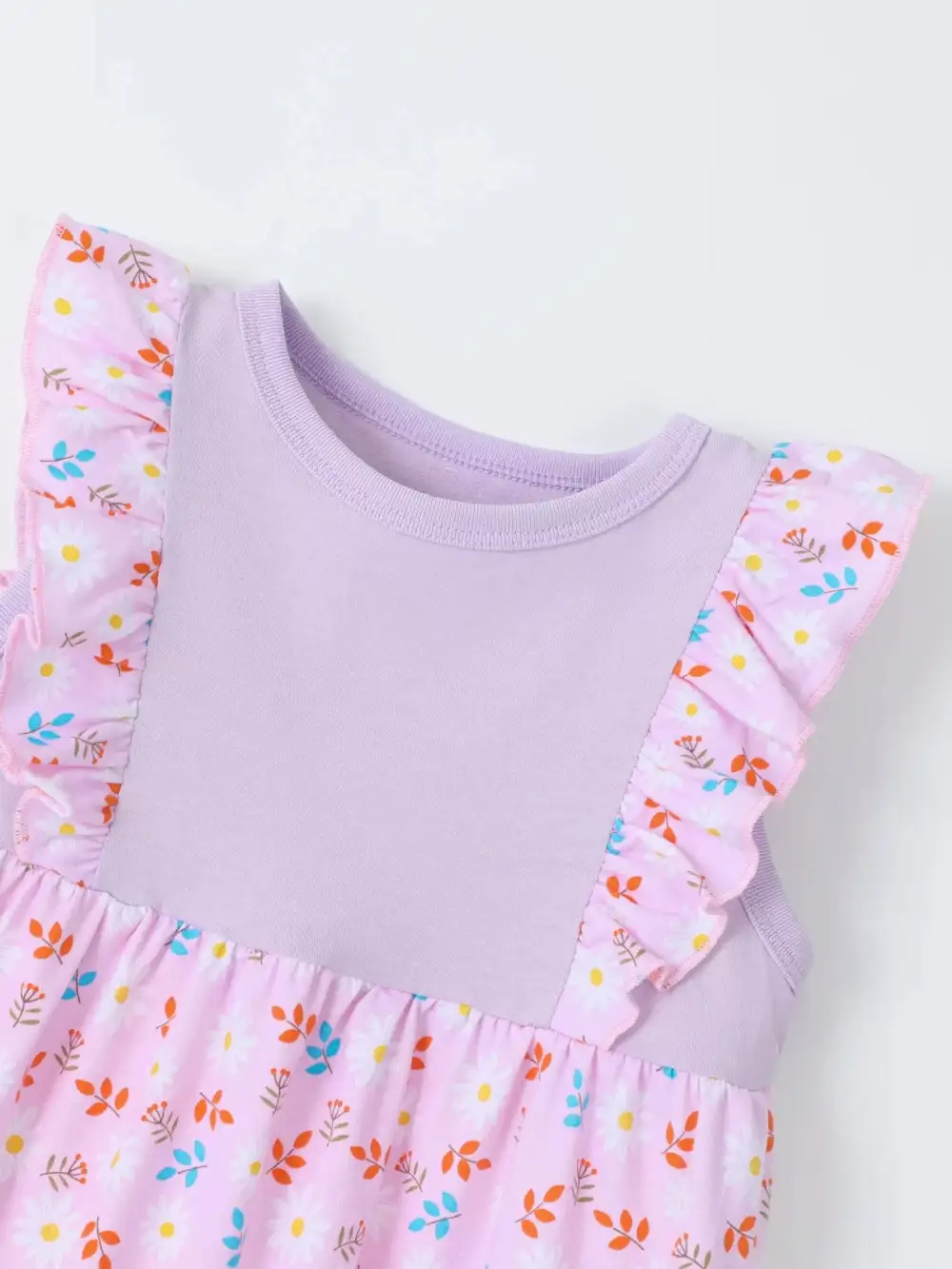 Girls Cotton Ruffled Floral Print Dress