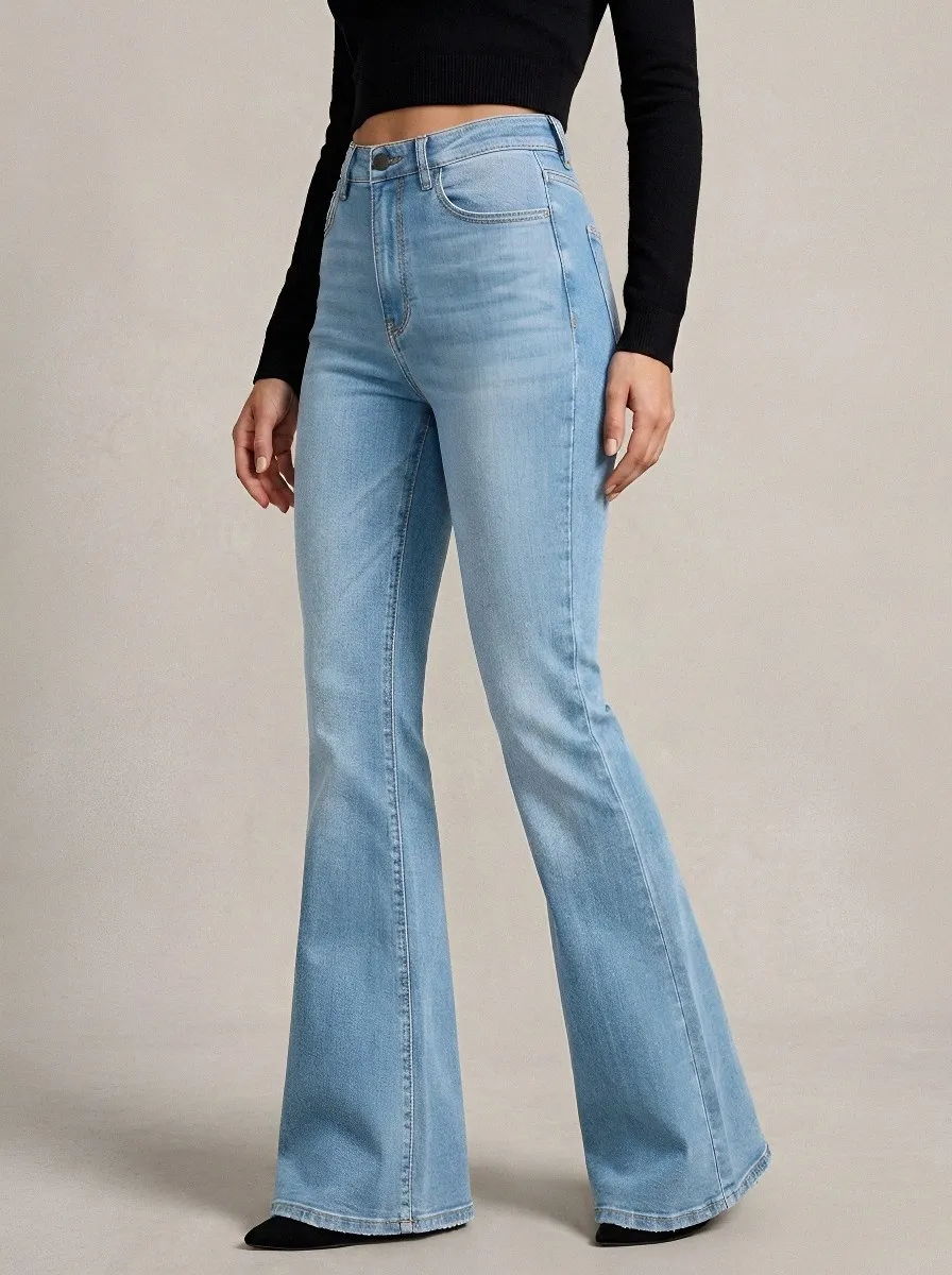Soft-Look Elegant Women's High-Waist Stretch Flare Jeans