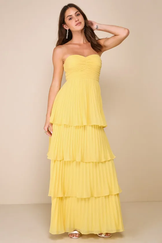 Seriously Sensational Light Pink Strapless Tiered Maxi Dress