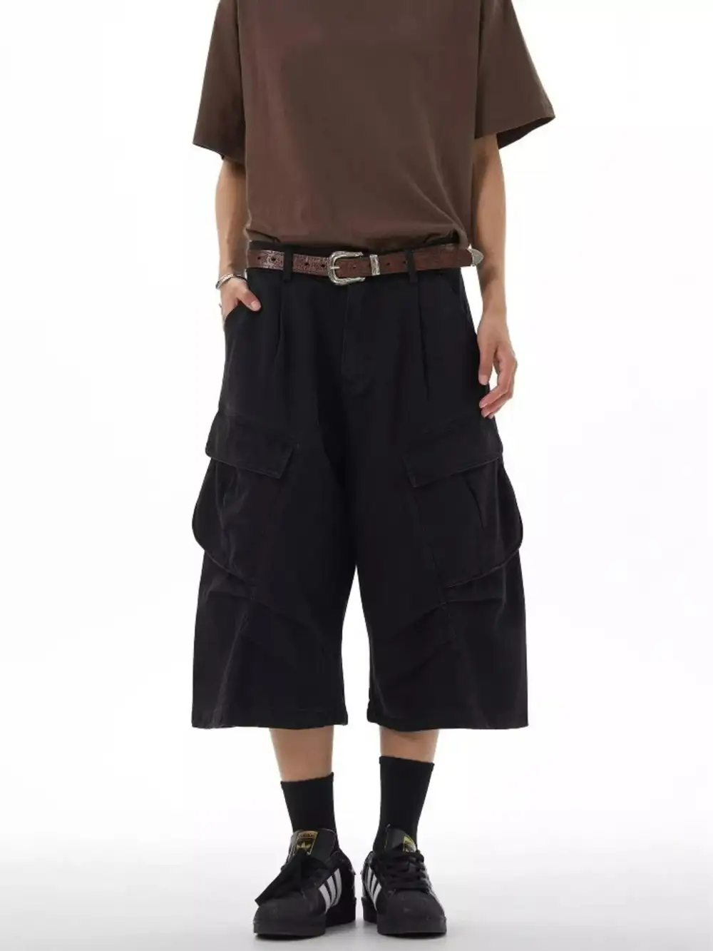 Men's Plus Size Loose Fit Cargo Capris Pants