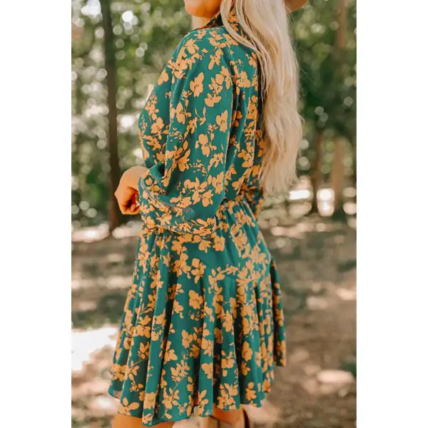 Printed Three-quarter Sleeve Mini Dress