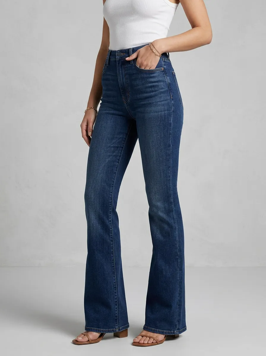Soft-Look High-Waist Stretch Women's High-Waist Stretch Flare Jeans