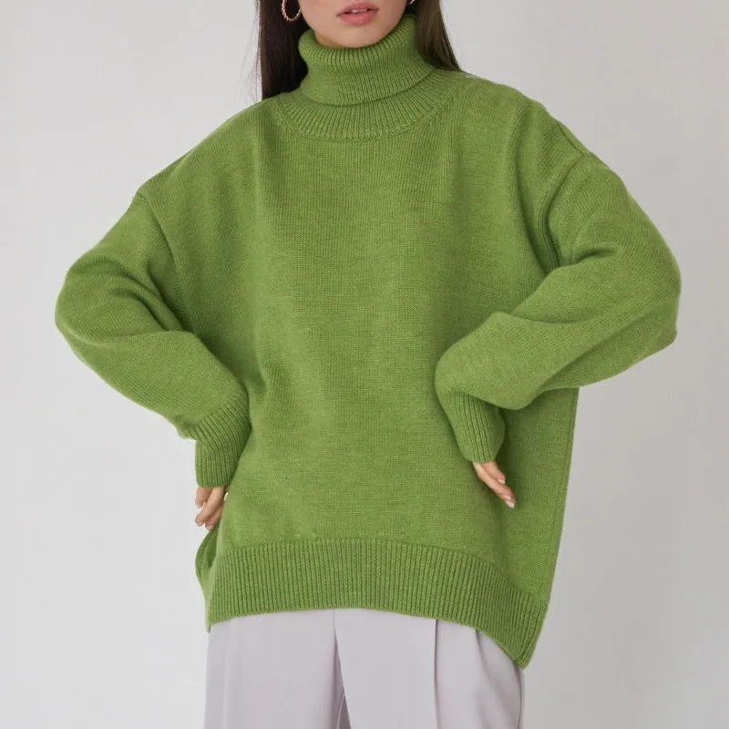 Cozy Women's High-Neck Relaxed Sweater