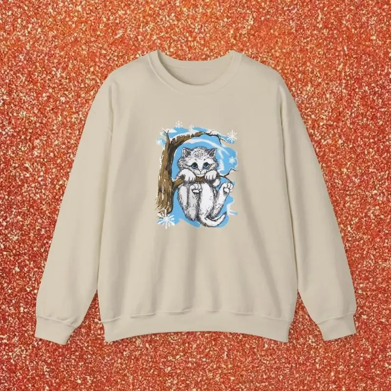 Vintage Distressed Cat Crewneck Sweatshirt