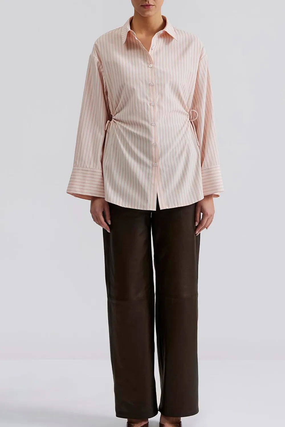 Striped Wrap Style Blouse