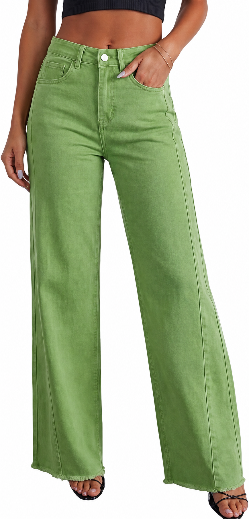 Women’s Wide Leg Jeans High Waisted Stretchy Denim Pants