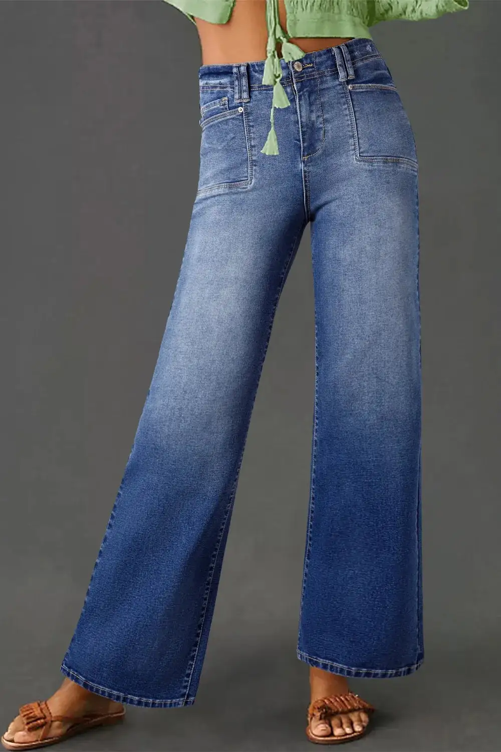 Contemporary High Rise Wide Leg Jeans