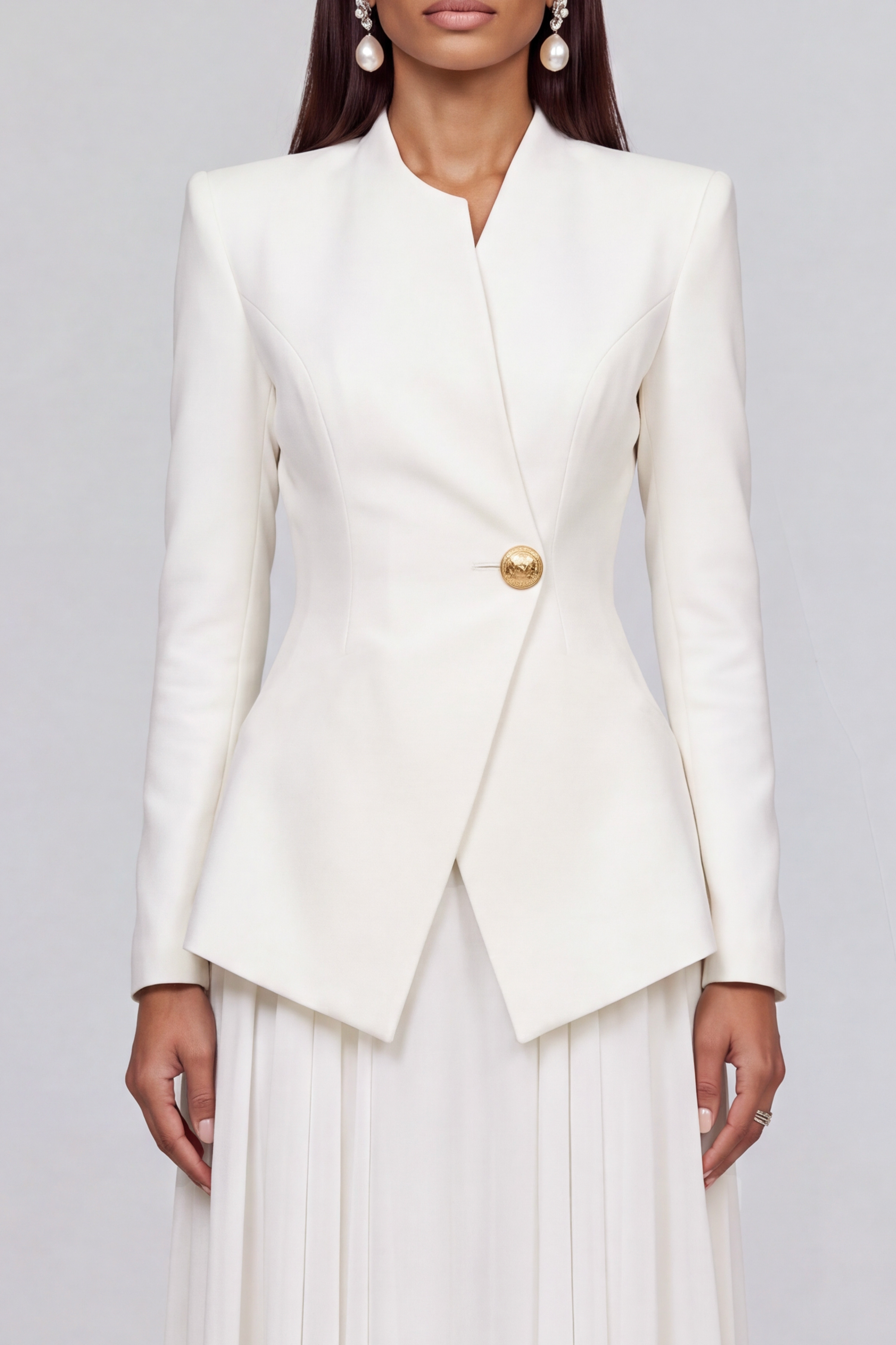 Long Sleeve Button Front Matching Skirt Set