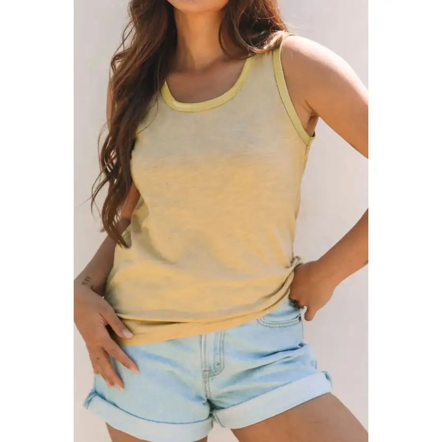 Round Neck Wide Strap Tank