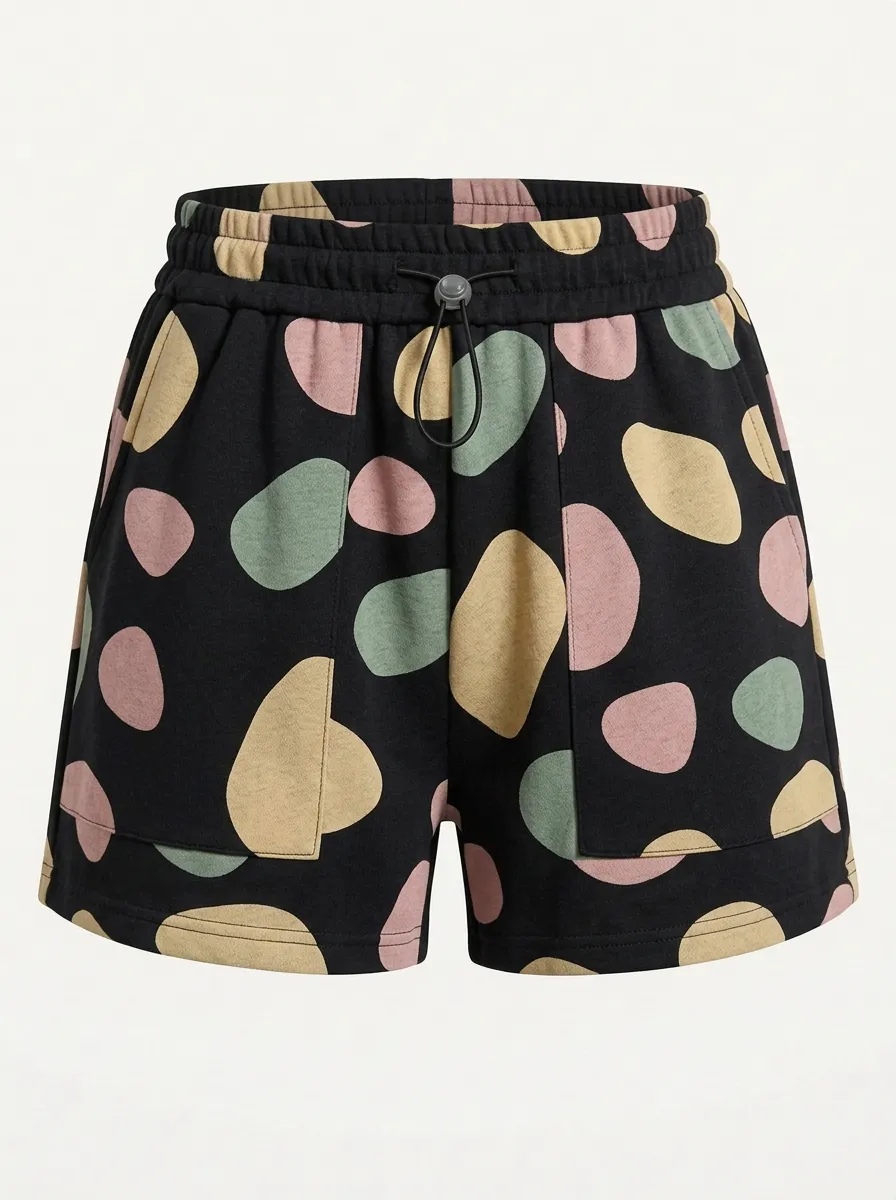 Women's Abstract Pebble Patch-Pocket Lounge Shorts