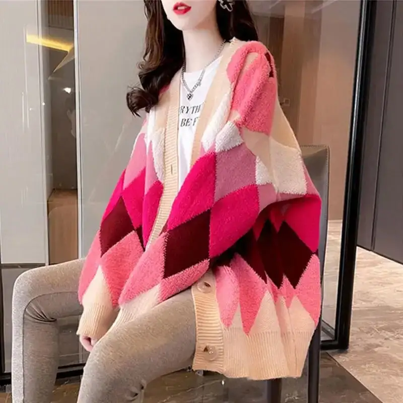 Statement Oversized Plaid Cardigan