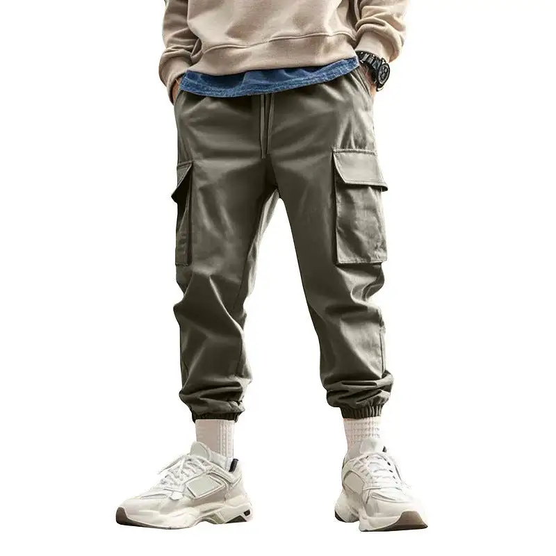 Men's Cargo Jogger Pants Waistband Pockets Leg Cargo Pants