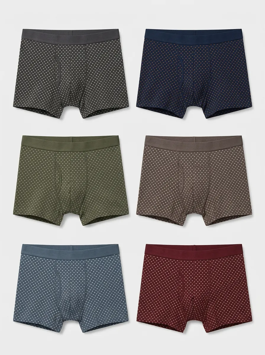 Men's Multicolor Polka Dot Patterned Boxer Briefs 6-Pack