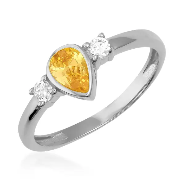 Simulated Citrine Pear Cut Vintage Ring