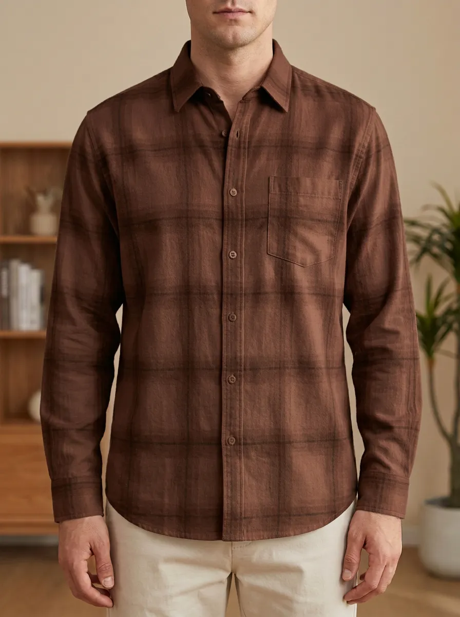 Casual Plaid Long-Sleeve Men's Long-Sleeve Shirt