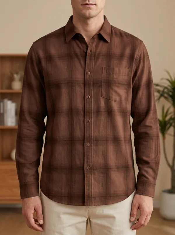 Casual Plaid Long-Sleeve Men's Long-Sleeve Shirt