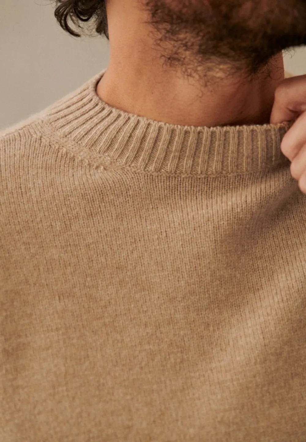 Beige Lightweight Knit Crew Neck Sweater