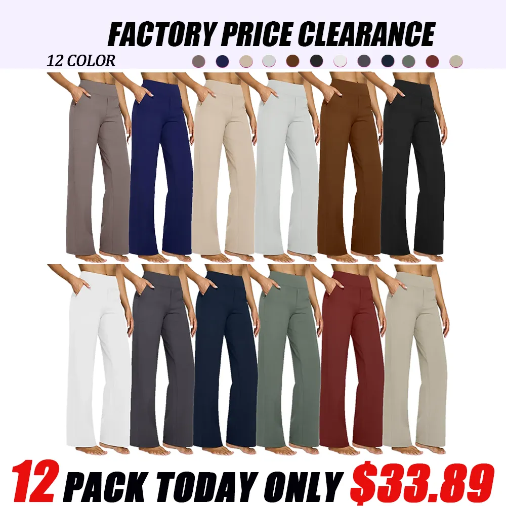 🔥 Women's High-Waist Wide Leg Pants | Loose Business Casual & Yoga Trousers