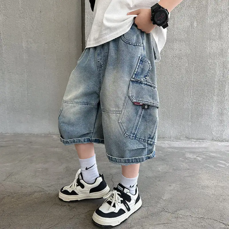 Men's Straight Fit Denim Cargo Shorts for Daily Wear