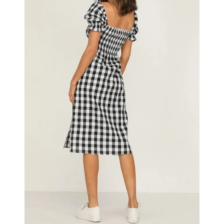 Full Size Slit Short Sleeve Midi Dress