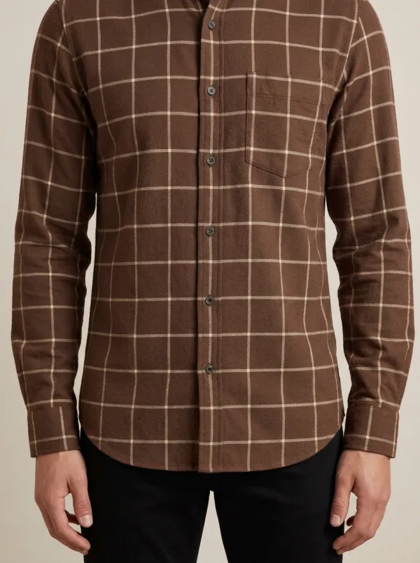 Classic Grid-Pattern Long-Sleeve Men's Long-Sleeve Shirt