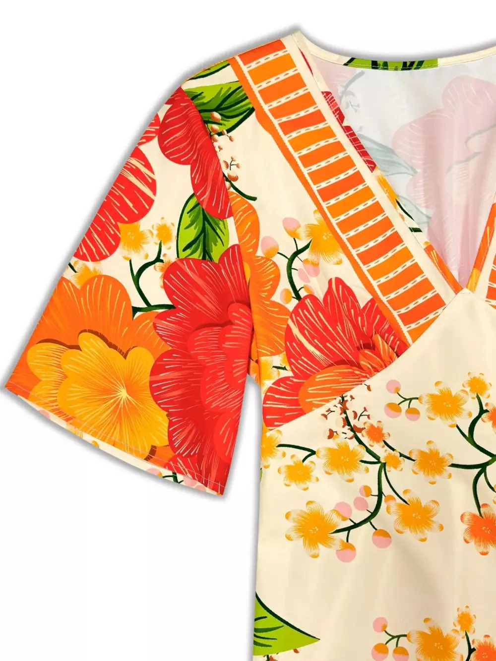 Structured Shape Floral Printed V Neck Maxi Dress