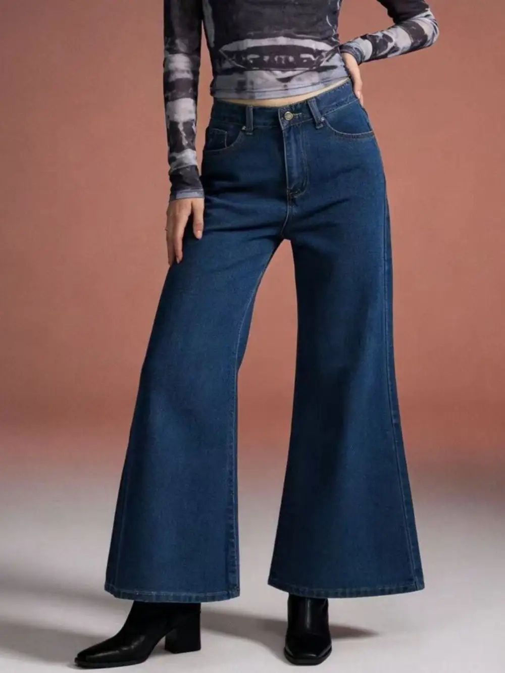 Balanced High Waist Flare Leg Denim Jeans