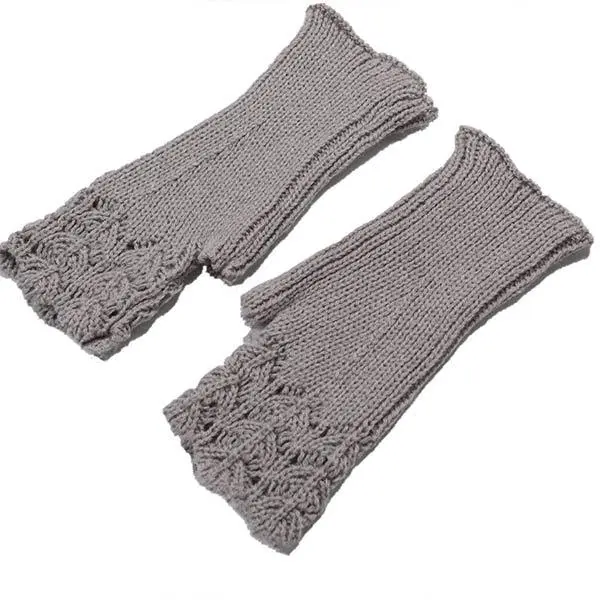 Knitted Warm Half Finger Mitts 11295498C