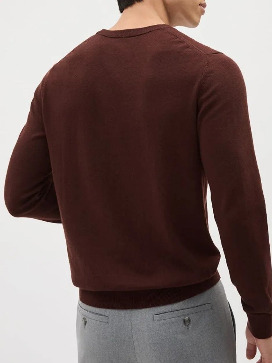 Burgundy Crew-Neck Long-Sleeve Knit Sweater