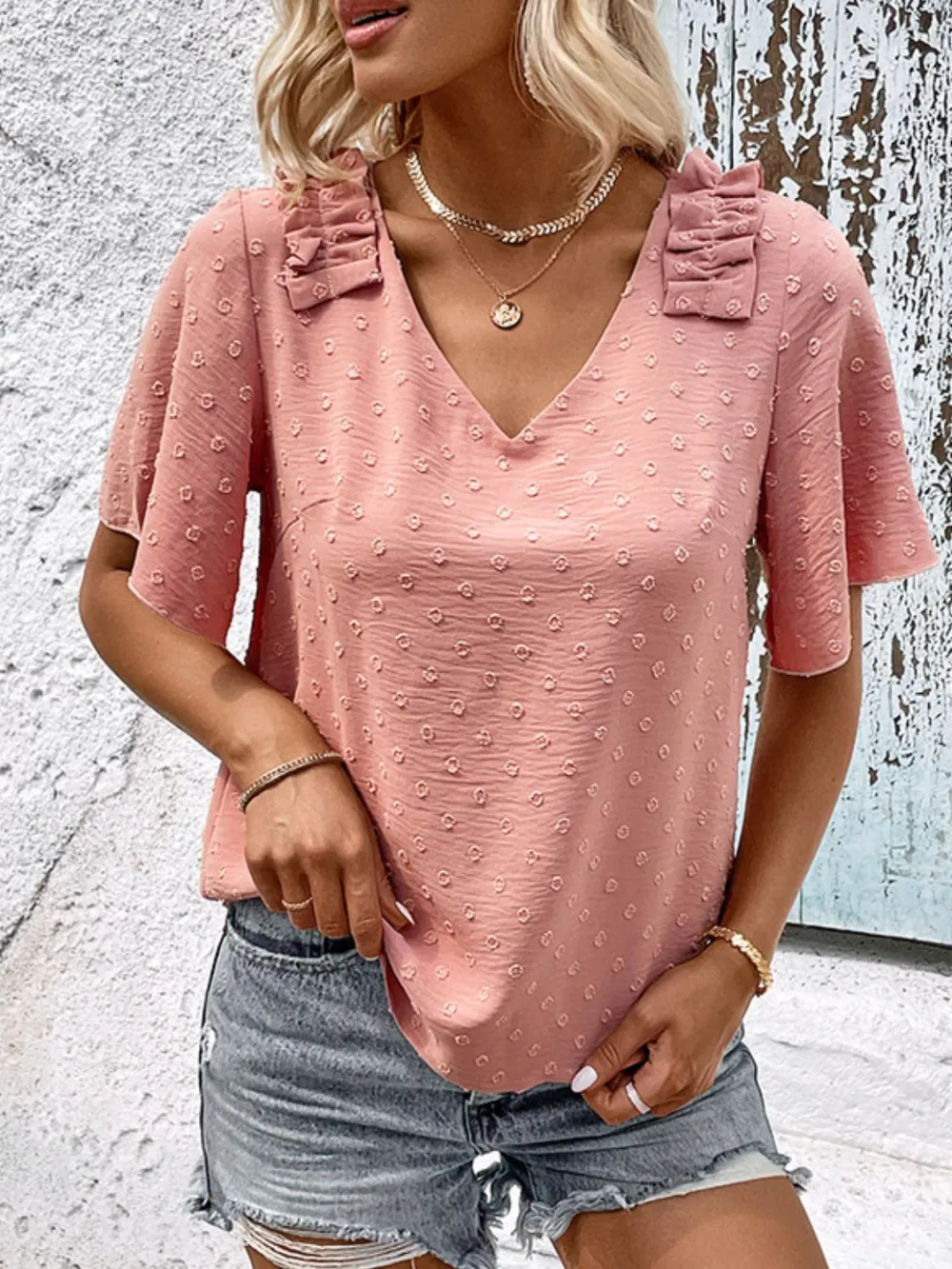 Swiss Dot Texture Blouse