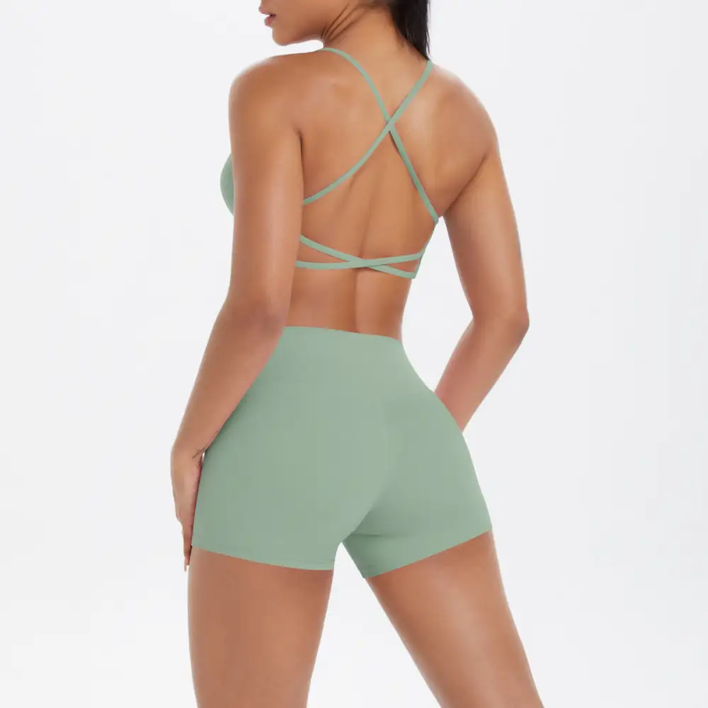 Backless Sleeveless Two-Piece Top and Shorts Active Set