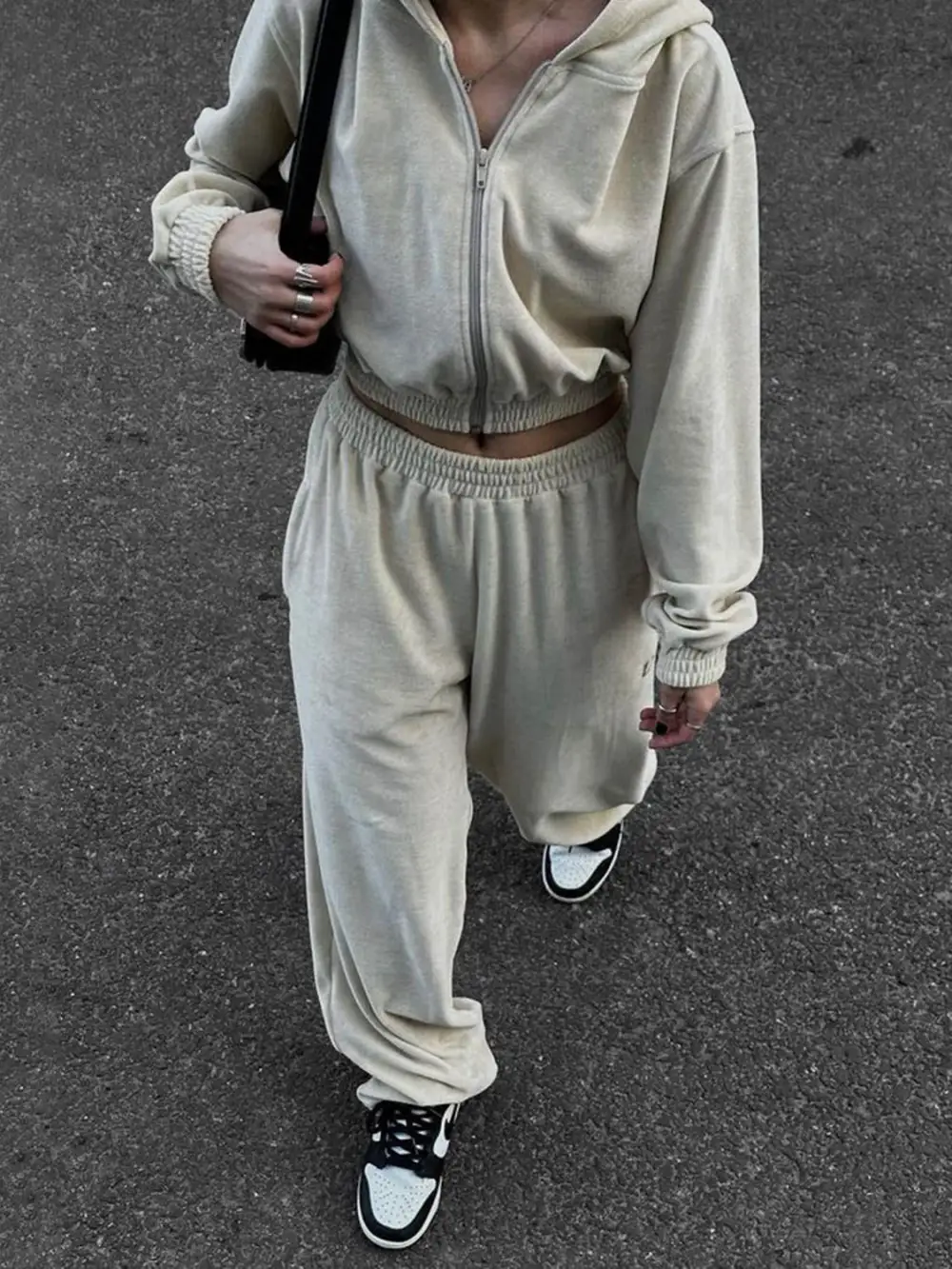 Zip Up Hoodie And Pocketed Pants Set