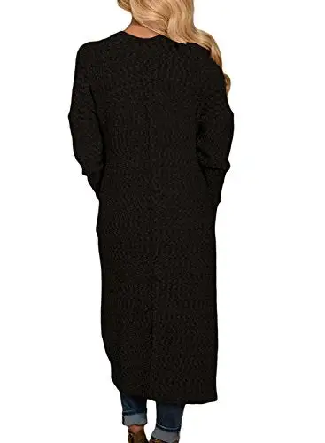 Womens Solid Casual Cozy Knit Open Front Long Cardigan Sweater