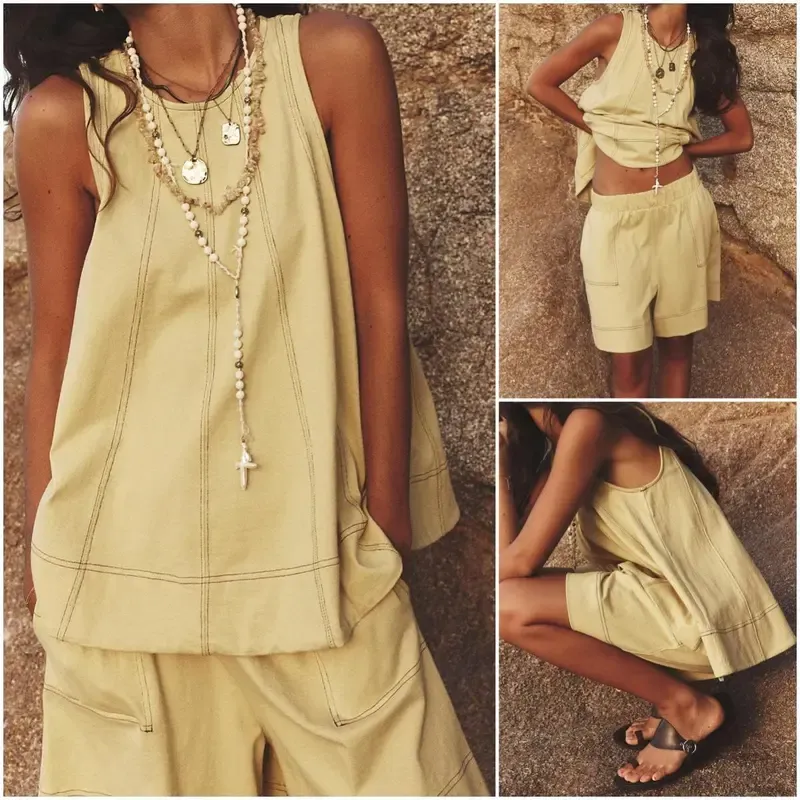 ⏰Hot Sale-Women's Cotton Tank Top & Shorts Set🔥8-Pack - All Colors Included