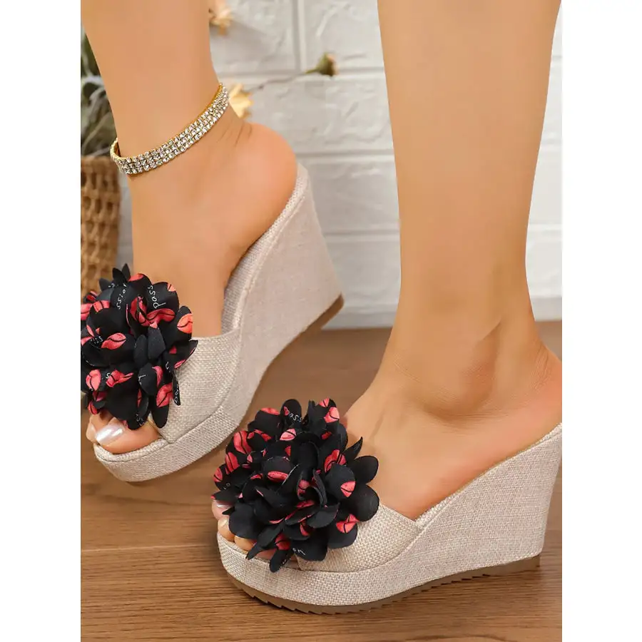 Embellished Platform Wedge Sandals