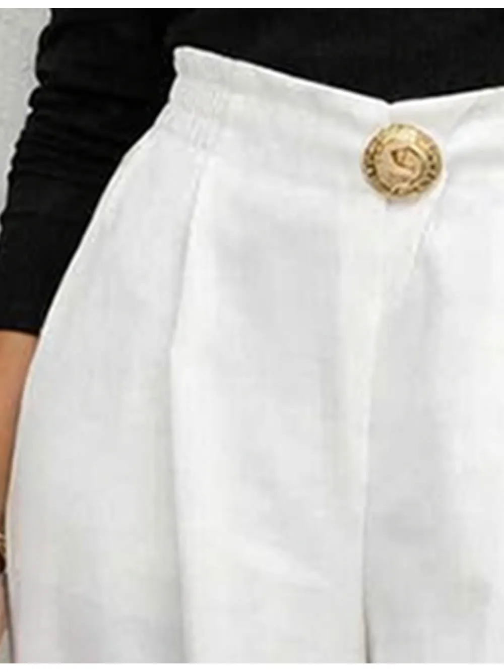 Chic Irregular Metal Buckle Waist Wide Leg Pants
