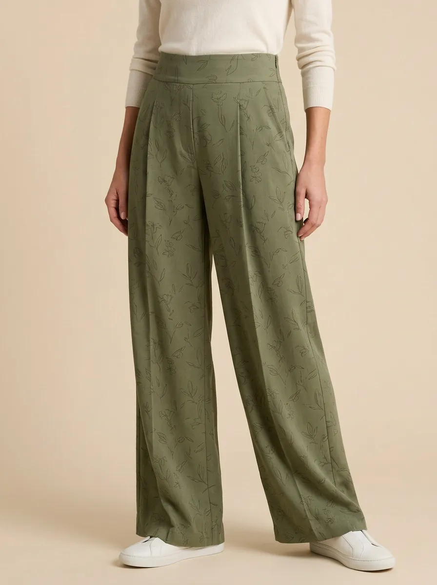 Modern Wide-Leg Floral Printed Women's Wide-Leg Pants