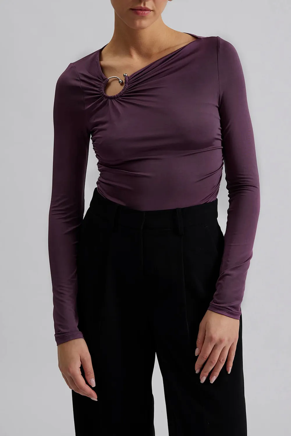 AMILIA TOP-Ring detail jersey top