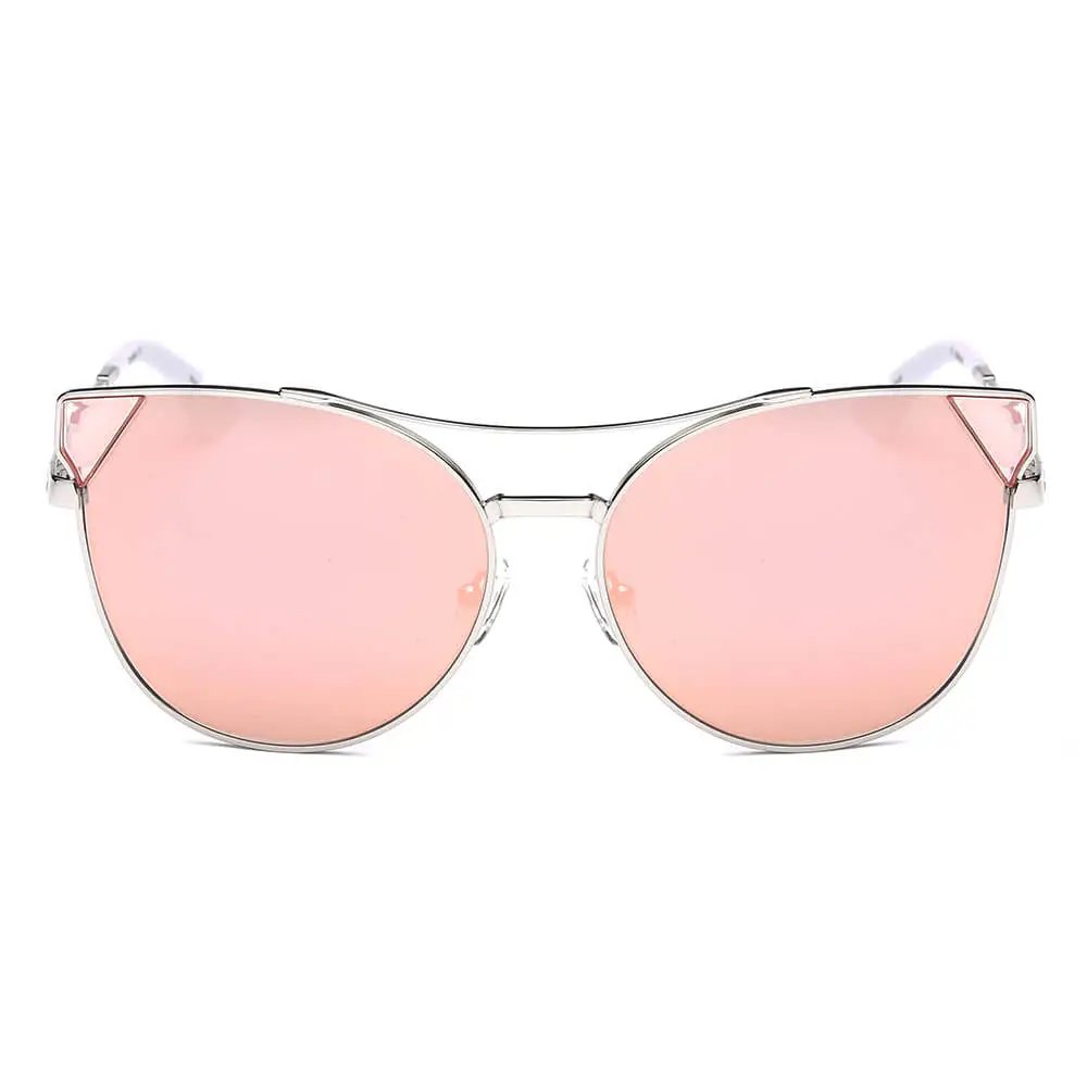Round Cat-Eye Mirrored Sunglasses