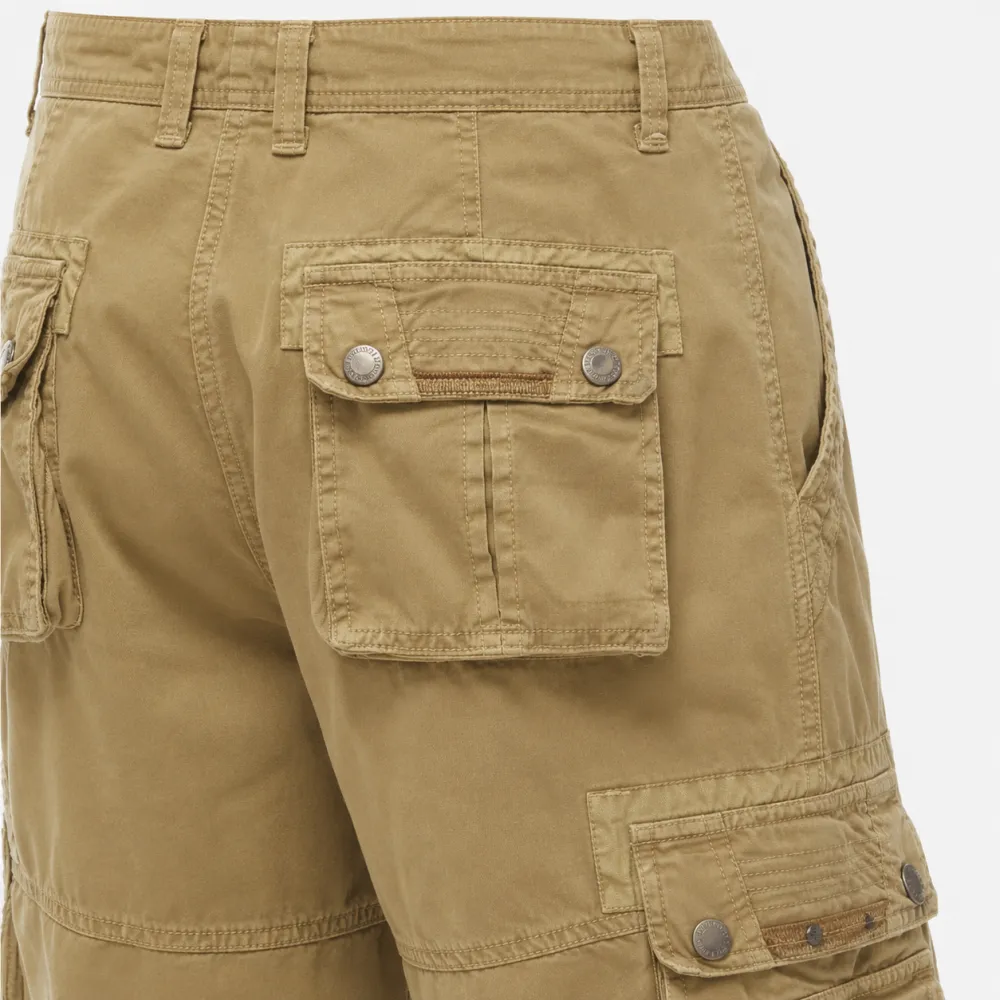 Men's Washed Twill 7-Length Multi-Pocket Cargo Capri Pants