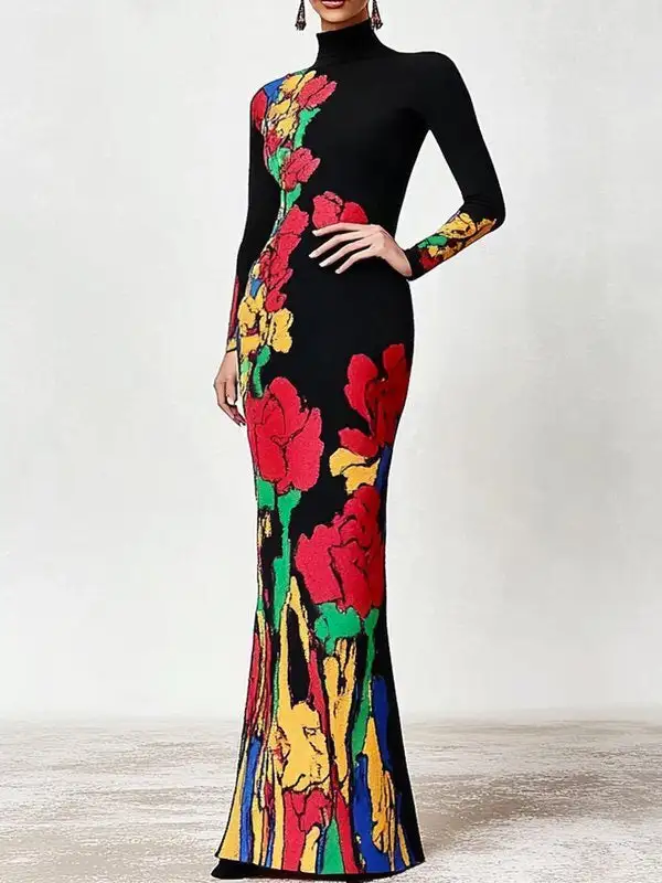 Skinny Neck Maxi Dress