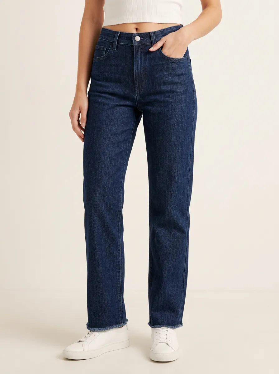 Clean Line Raw Hem Jeans