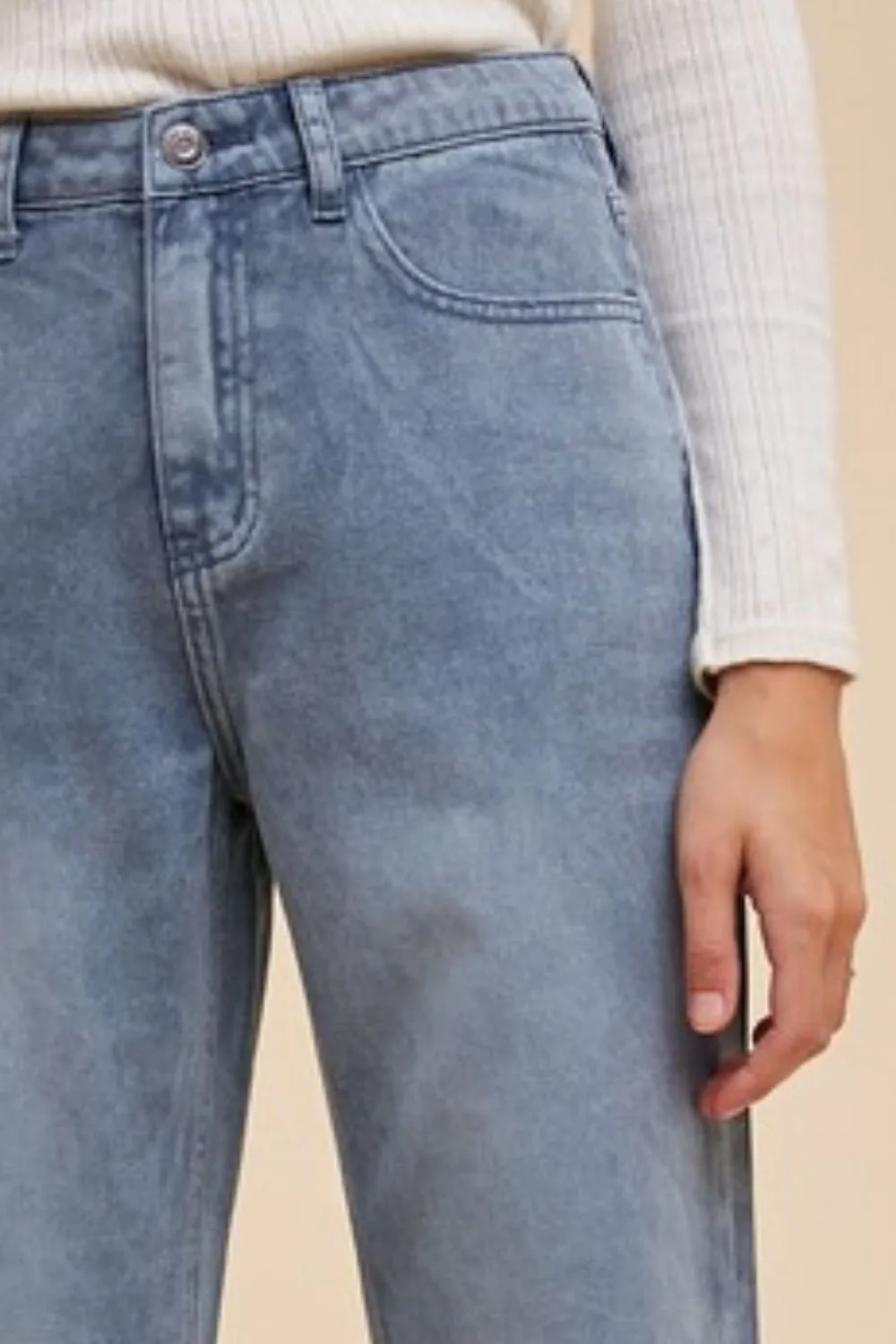 Wear Distressed Raw Hem Denim Jeans