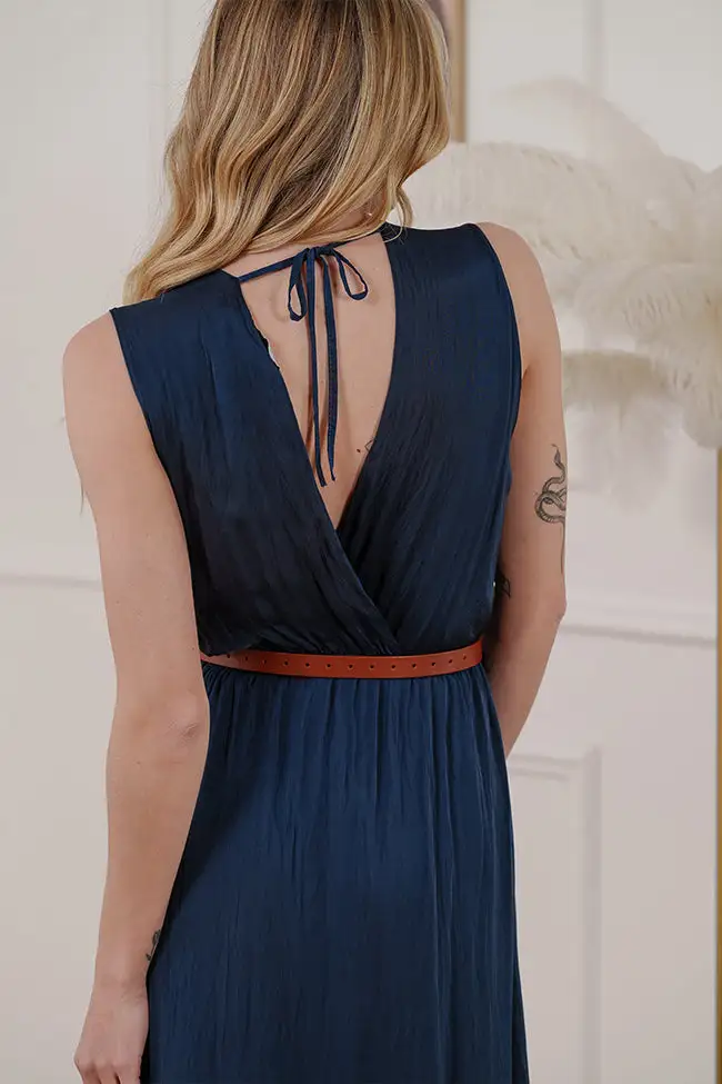 Polished Maxi V Neck Dress
