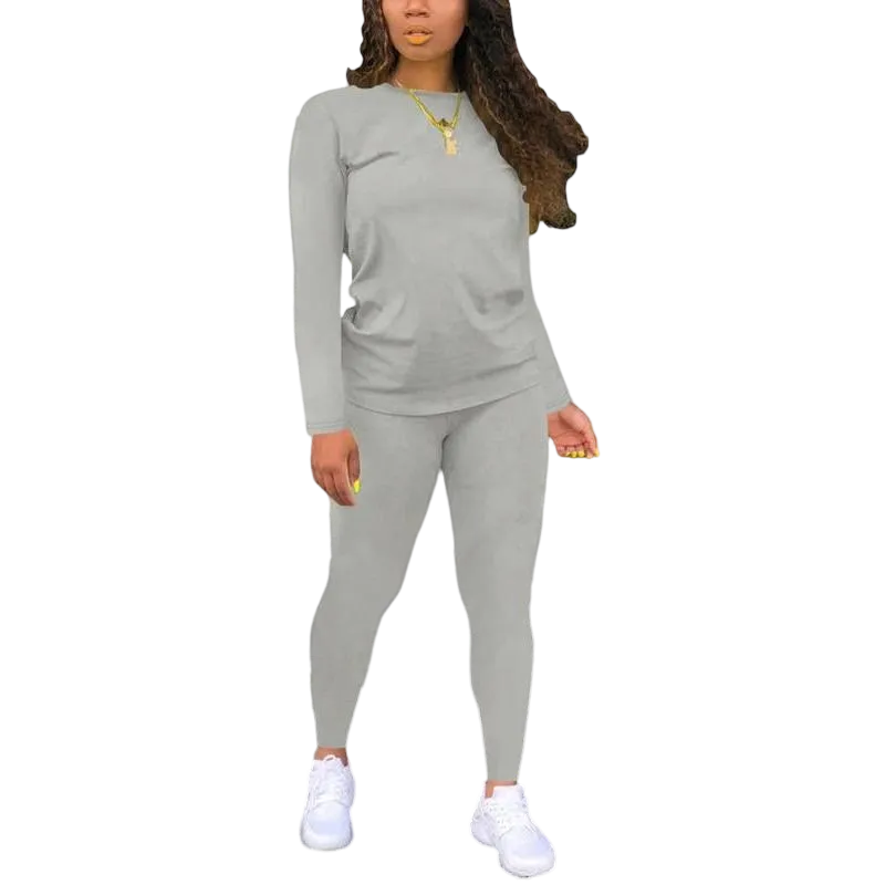 Women's Long Sleeve Tee & Elastic Waist Pants Set