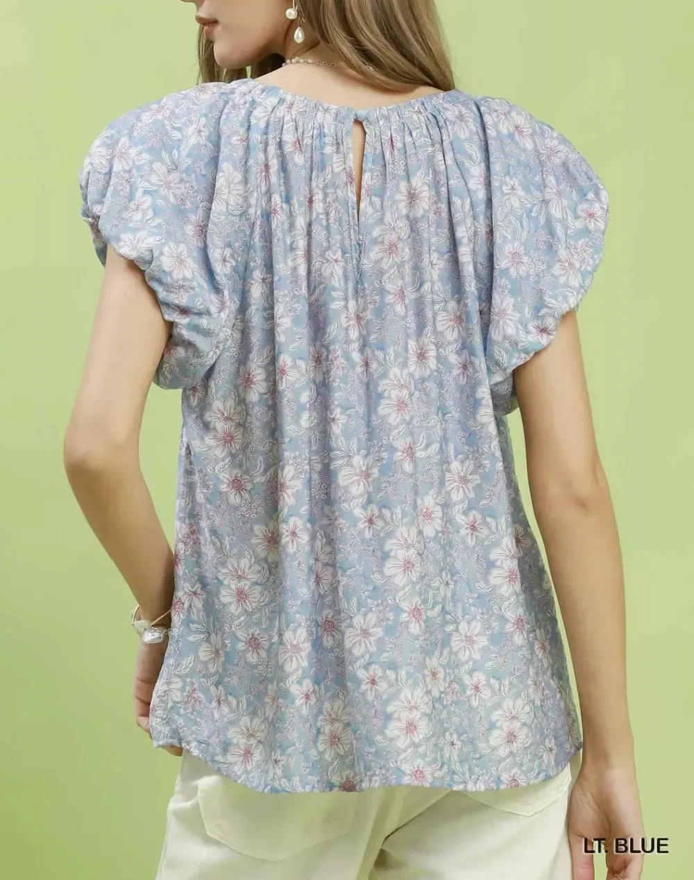 Rayon Floral Puff Sleeve Blouse