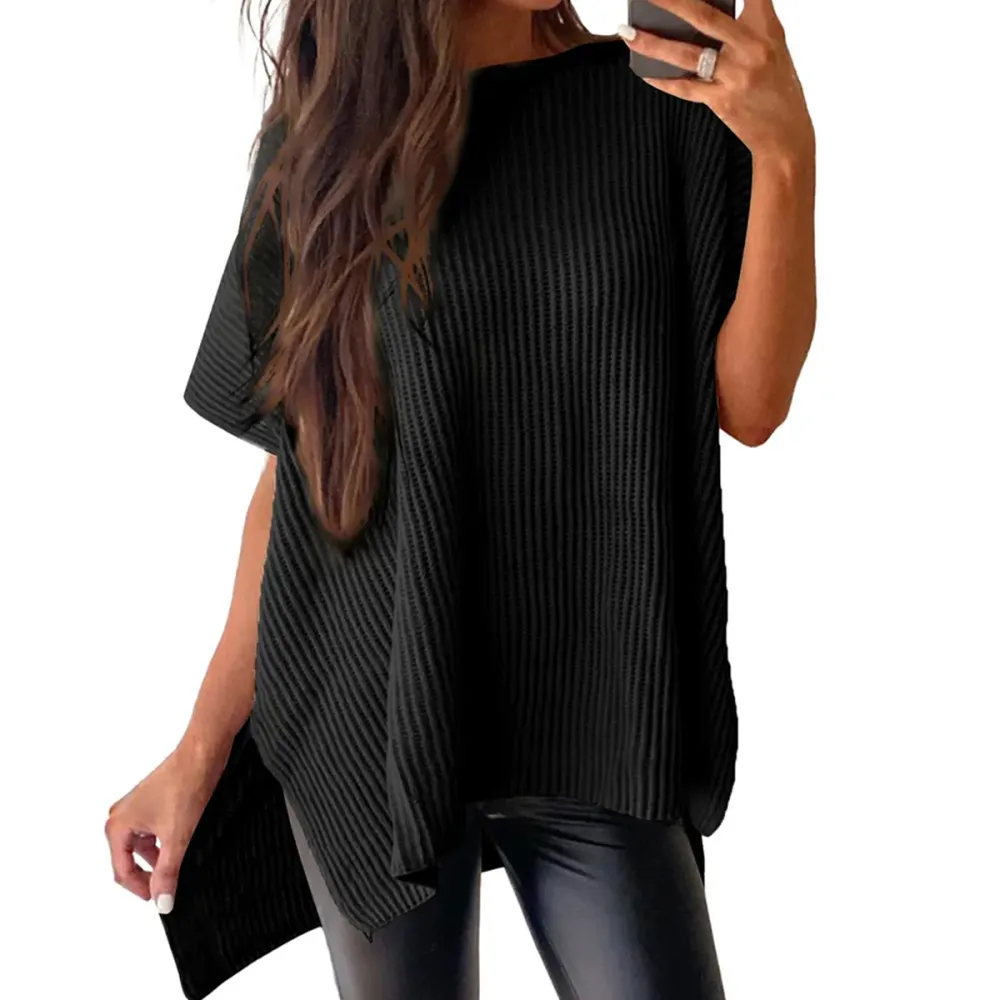 🔥Hot Sale💥 - Women's Round Neck Batwing Short Sleeve Loose Knit Top