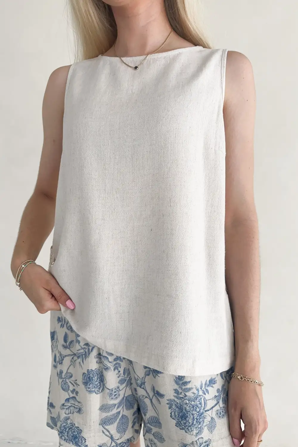 Linen Blend Relaxed Tank Top