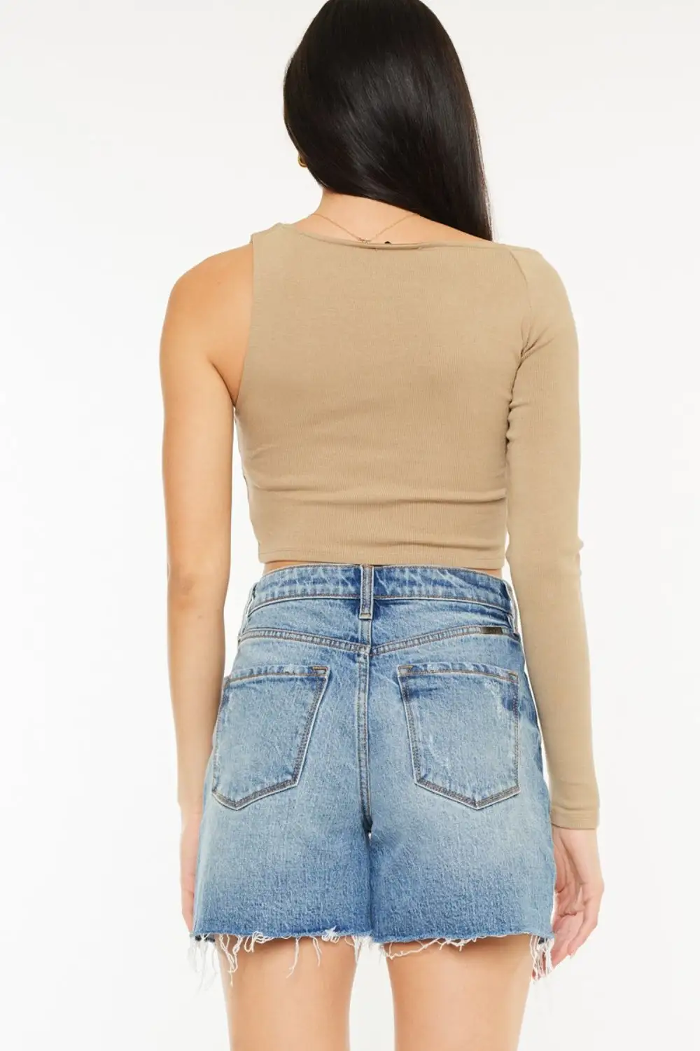 Full Size Raw Hem High Waist Denim Shorts
